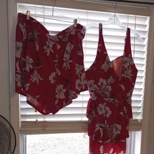 Cacique Red Floral Two-Piece Swimsuit